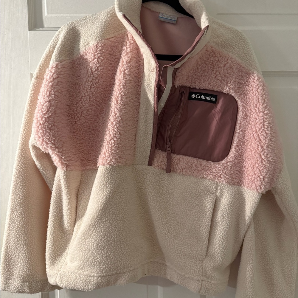Columbia Pink and Cream Fleece Jacket